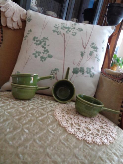 4 Vintage Groene Sausbakjes met Steel ** Mimosa **, Antiek en Kunst, Antiek | Servies los, Ophalen of Verzenden