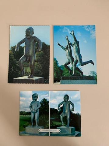 3 x vintage ansichtkaart. Vigelandspark Oslo / Noorwegen. beschikbaar voor biedingen