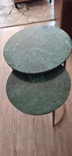 Set van 2 groene marmeren bijzettafels, Huis en Inrichting, Tafels | Bijzettafels, Ophalen, Minder dan 45 cm, Minder dan 55 cm