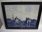Mooi delftsblauw tegeltableau  68x53cm stad Delft de Schie, Antiek en Kunst, Antiek | Wandborden en Tegels, Ophalen of Verzenden