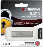Kingston DataTraveler Locker+ G3 64GB USB 3.0/2.0, Computers en Software, USB Sticks, Nieuw, Kingston, 64 GB, Ophalen of Verzenden