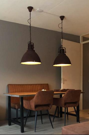 2 Industriële Hanglampen – Roest/Metaal – Stoere Look beschikbaar voor biedingen