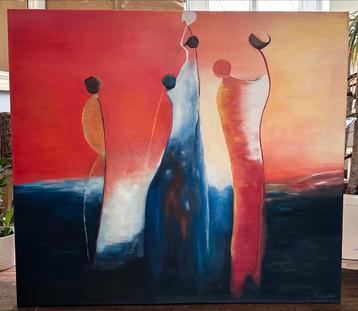 Abstract Schilderij met Figuren beschikbaar voor biedingen