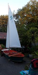 Houten zeilboot Twin dory, Watersport en Boten, Zeilen en Zeiltoebehoren, Ophalen, Gebruikt, Minder dan 15 m², Overige typen