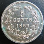 5 Cent 1869, Postzegels en Munten, Munten | Nederland, Koning Willem III, Verzenden, Zilver, Losse munt