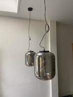 Qazqa Bliss smoke glas hanglampen, set van 2, Huis en Inrichting, Ophalen, Gebruikt, Glas, Minder dan 50 cm