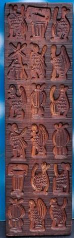 Speculaasplank, Oud. 18 vormpjes. 14/48/2.5 cm., Antiek en Kunst, Curiosa en Brocante, Ophalen