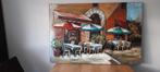 3d schilderij metaal terras in de stad 120x80, Antiek en Kunst, Ophalen