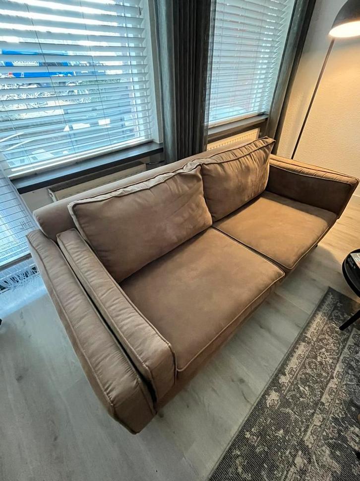 Bank 3-zits cognac, Huis en Inrichting, Banken | Complete zithoeken, Zo goed als nieuw, Stof, Ophalen