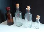 3 APOTHEKERSFLESJES, 1 AGFA BAKELIETEN DOP, OUD ZALFPOTJE, Verzenden, Zo goed als nieuw