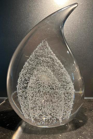 Vintage XL Leerdam Glas Art Object Druppelvorm Bubbels 6,2kg beschikbaar voor biedingen