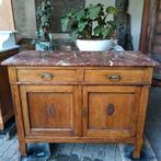 Antieke commode marmer eiken vintage kast badkamermeubel eik, Ophalen of Verzenden, 50 tot 70 cm, 100 cm of meer, 90 tot 105 cm