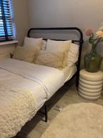 Bed zwart metaal 120 bij 200, Ophalen, Zwart, Zo goed als nieuw, Twijfelaar
