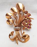 Broche goud 18kt diamant robijn., Ophalen of Verzenden, Goud, Broche, Met edelsteen