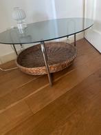 Vintage glazen salontafel 1960, Huis en Inrichting, Tafels | Salontafels, Ophalen, Gebruikt, 50 tot 100 cm, Rond