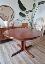Scandinavisch uitschuifbare vintage tafel jaren 70, Ophalen, Rond, 100 tot 150 cm, 100 tot 150 cm