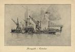 Havengezicht - Rotterdam - tekening - ongelopen, Ophalen of Verzenden, 1920 tot 1940, Ongelopen, Zuid-Holland