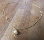 Ketting goudkleur met parel hangertje, Sieraden, Tassen en Uiterlijk, Kettingen, Overige materialen, Gebruikt, Ophalen of Verzenden