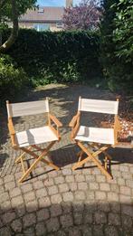 2 Inklapbare Regisseur Stoelen, Hout, Gebruikt, Twee, Wit