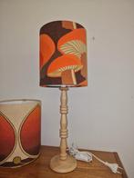 Vintage retro bruin oranje ecru paddestoelen lampenkap, Bruin, Rond, Ophalen of Verzenden, Zo goed als nieuw