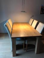 Eethoek met 6 hoge leren stoelen, Huis en Inrichting, Complete eetkamers, Ophalen, Gebruikt, Hoge rug, 4 tot 6 stoelen