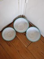Vintage Emaille Schalen Set - Lichtblauw, Ophalen of Verzenden, Gebruikt, Rond, Schaal