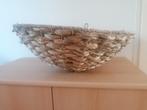 Grote Hanging basket Kerststuk 50cm zeegras, beige metaal, Tuin en Terras, Ophalen of Verzenden