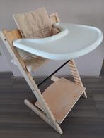 Stokke Tripp Trapp kinderstoel, met tafelblad en babyset, Ophalen, Gebruikt, Meegroeistoel, Afneembaar eetblad
