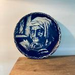 Antiek Boch Wandbord - Lezende Vrouw - 25cm Diameter, Ophalen of Verzenden