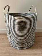 Geweven mand blauw met wit rond 48 cm hoog en 48 cm rond, Huis en Inrichting, Ophalen of Verzenden, Zo goed als nieuw, Rond