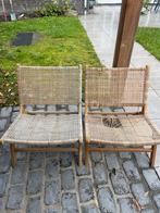 Houten Loungestoel met Geweven Zitting, Ophalen, Gebruikt, Twee, Bruin