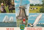 FRIESLAND Klederdracht Molen Witte Tekst, Verzenden, 1960 tot 1980, Ongelopen, Friesland