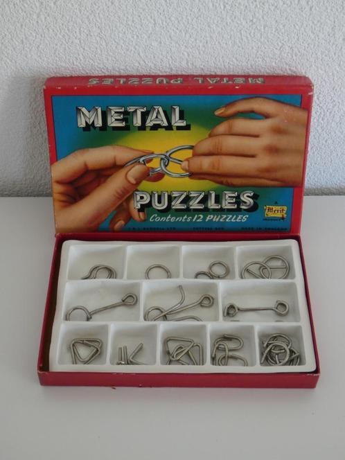 Vintage Metal Puzzles, jaren ´50 in het originele doosje, Antiek en Kunst, Antiek | Speelgoed, Ophalen of Verzenden