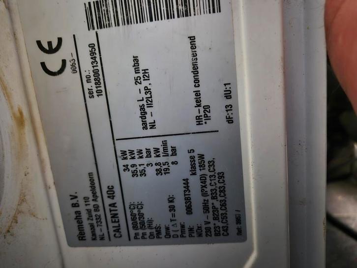 Remeha Calenta 40C HR-ketel, Doe-het-zelf en Verbouw, Geisers en Boilers, Gebruikt, Boiler, Aardgas, Minder dan 20 liter, Onbekend
