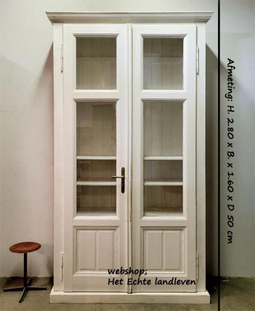 Hoge Vintage Boekenkast/Buffet/ Vitrine kast, Huis en Inrichting, Kasten | Buffetkasten, Nieuw, Minder dan 100 cm, 50 tot 100 cm
