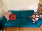 Blauwe velours/fluwelen bank, Huis en Inrichting, Banken | Bankstellen, Ophalen, Driepersoons, 75 tot 100 cm, Zo goed als nieuw