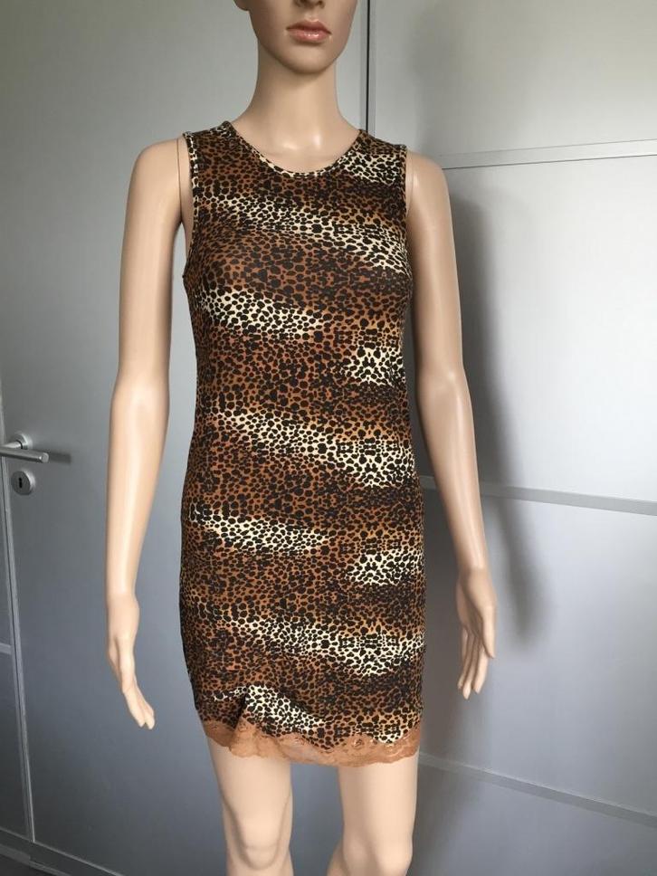 B357 Miss Grant jurk zwart/bruin kort Maat 36=S jurkje, Kleding | Dames, Jurken, Zo goed als nieuw, Maat 36 (S), Bruin, Boven de knie