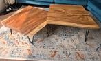Suar houten salontafel met epoxy set van 2, Ophalen, 50 tot 100 cm, Rond, 50 tot 100 cm