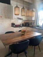 Eethoek: Tafel + 4 Velvet Stoelen (Zwart), Ophalen of Verzenden