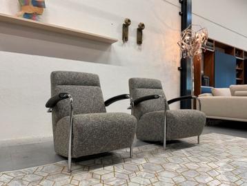 2 Nieuw Leolux Scylla Fauteuil hoog state stof design stoel beschikbaar voor biedingen
