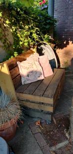 pallet bank op wielen, Tuin en Terras, Ophalen, Gebruikt, Hout