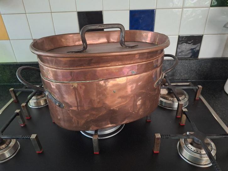 Antieke Franse koperen stoofpot Doubiere., Antiek en Kunst, Antiek | Koper en Brons, Koper, Ophalen of Verzenden