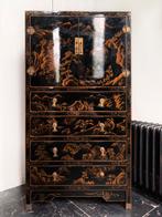 Grote Chinese kast met gedetailleerde tekeningen, Ophalen, Chinese kunstnijverheid, Gebruikt, 100 tot 150 cm