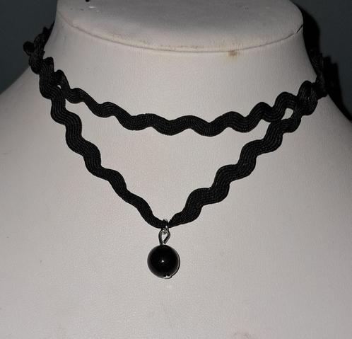 Mooie nieuwe zwarte Dubbele ketting, Sieraden, Tassen en Uiterlijk, Kettingen, Nieuw, Overige materialen, Zwart, Verstelbaar, Ophalen of Verzenden