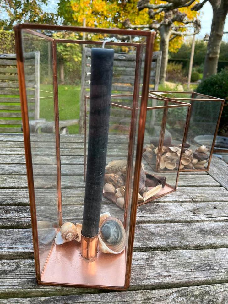 Set van 3 Koperen Windlichten/Kaarsenhouders, Antiek en Kunst, Antiek | Woonaccessoires, Ophalen of Verzenden