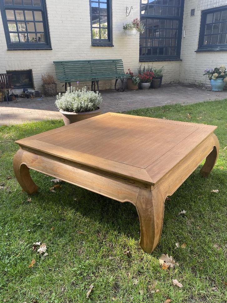 salontafel massief teakhout 110 x 110 cm opiumtafel oosters, Huis en Inrichting, Tafels | Salontafels, Nieuw, Minder dan 50 cm