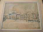 Print op hout in lijst : Maurice Utrillo, Minder dan 50 cm, Gebruikt, Ophalen of Verzenden, Print