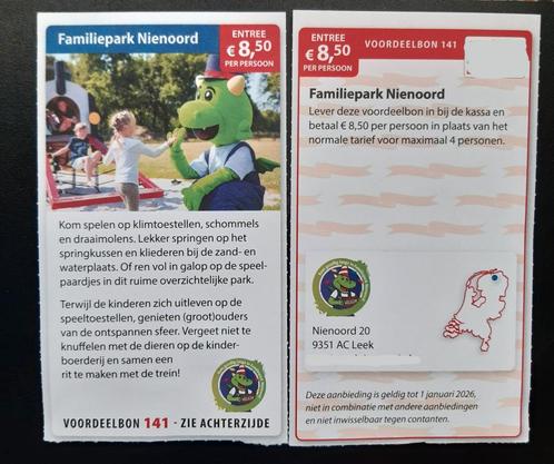 Familiepark Nienoord entree €8,50 p.p., Tickets en Kaartjes, Recreatie | Pretparken en Attractieparken