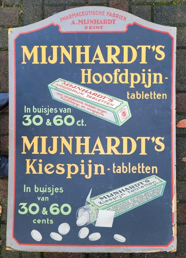 Mooi groot reclamebord van Mijnhardt, Verzamelen, Merken en Reclamevoorwerpen, Gebruikt, Reclamebord, Ophalen of Verzenden