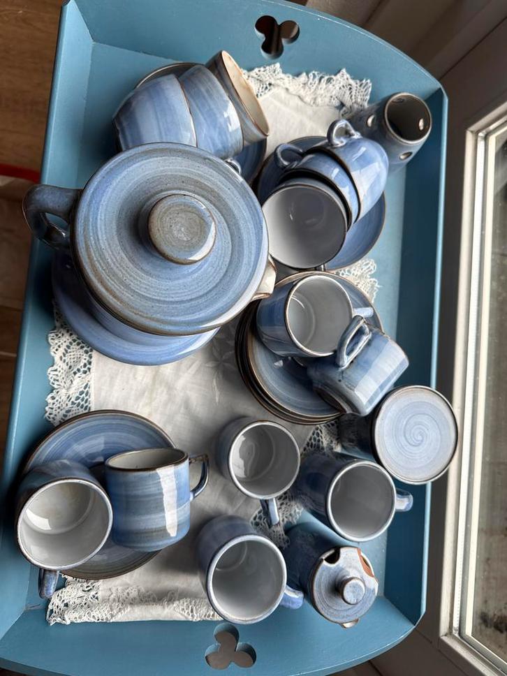 Vintage Blauw Servies - Compleet en Stijlvol, Huis en Inrichting, Keuken | Servies, Zo goed als nieuw, Compleet servies, Overige stijlen